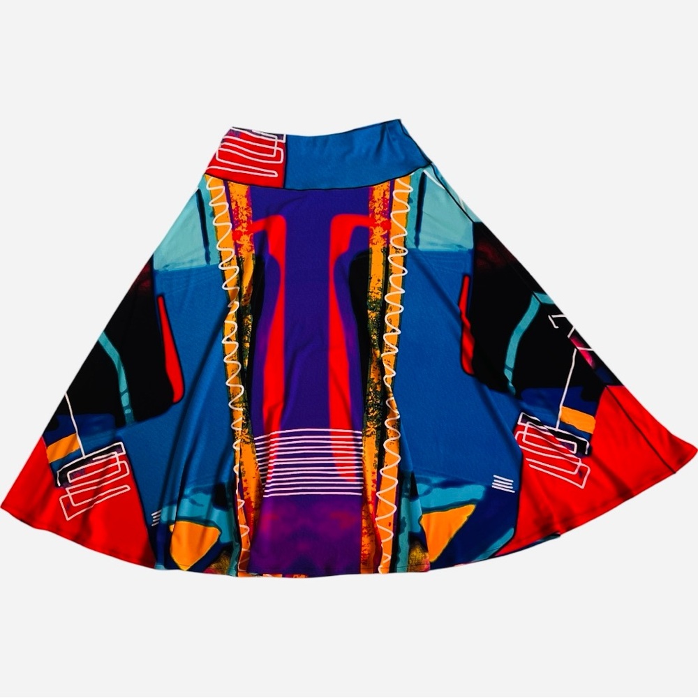 Eva Varro Abstract Multicolor A-Line Skirt Medium Handcrafted USA NWOT